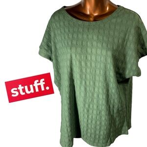 Stuff Green Textured Short Sleeve Women's Tee(item#10228)